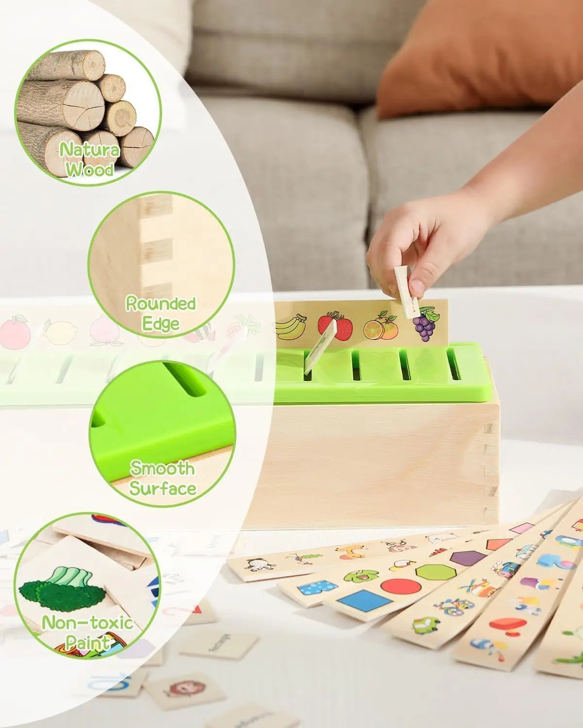 Wooden Pattern & Word Matching Game
