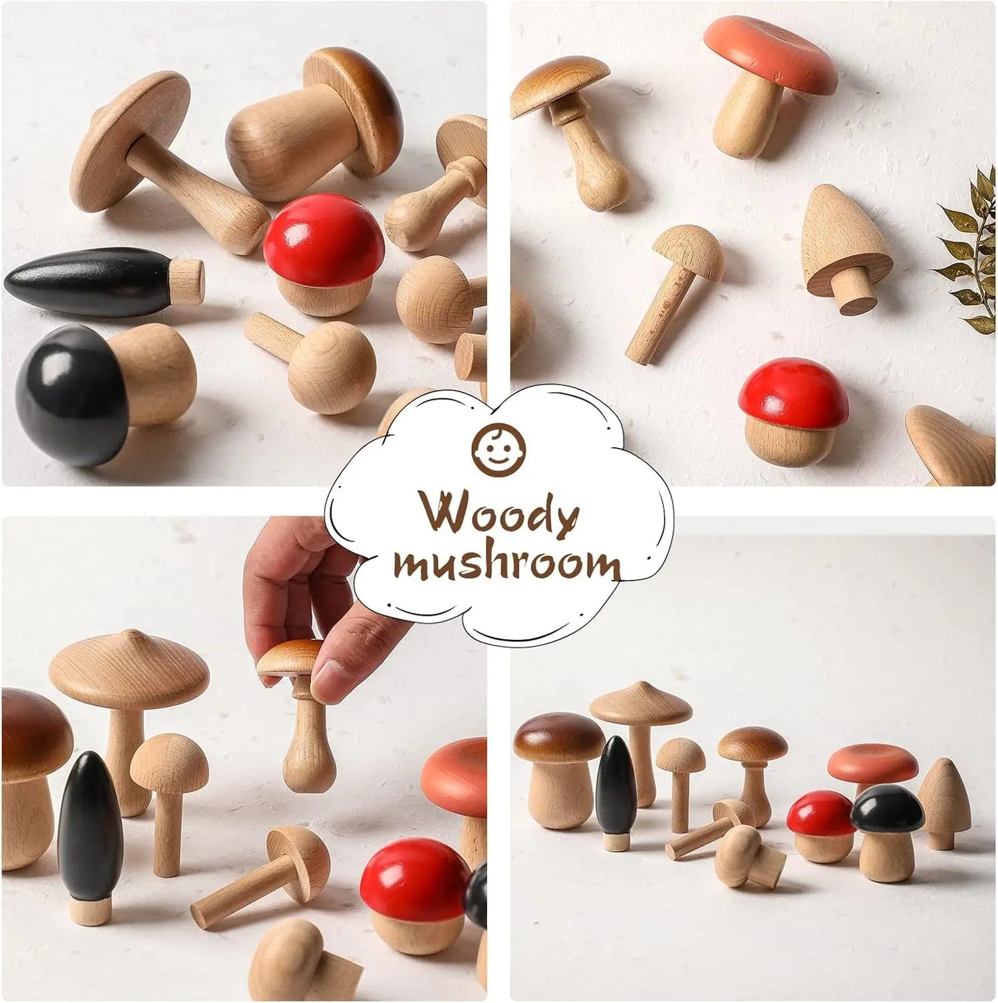 Wooden Mushroom Stacking Blocks