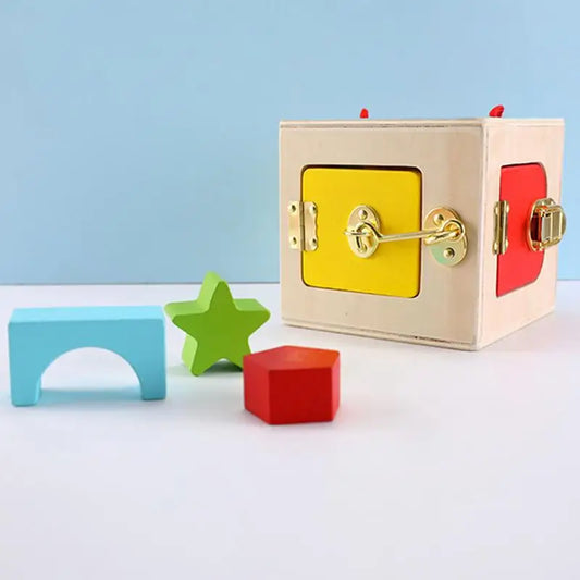 Wooden Geometric Lock Box