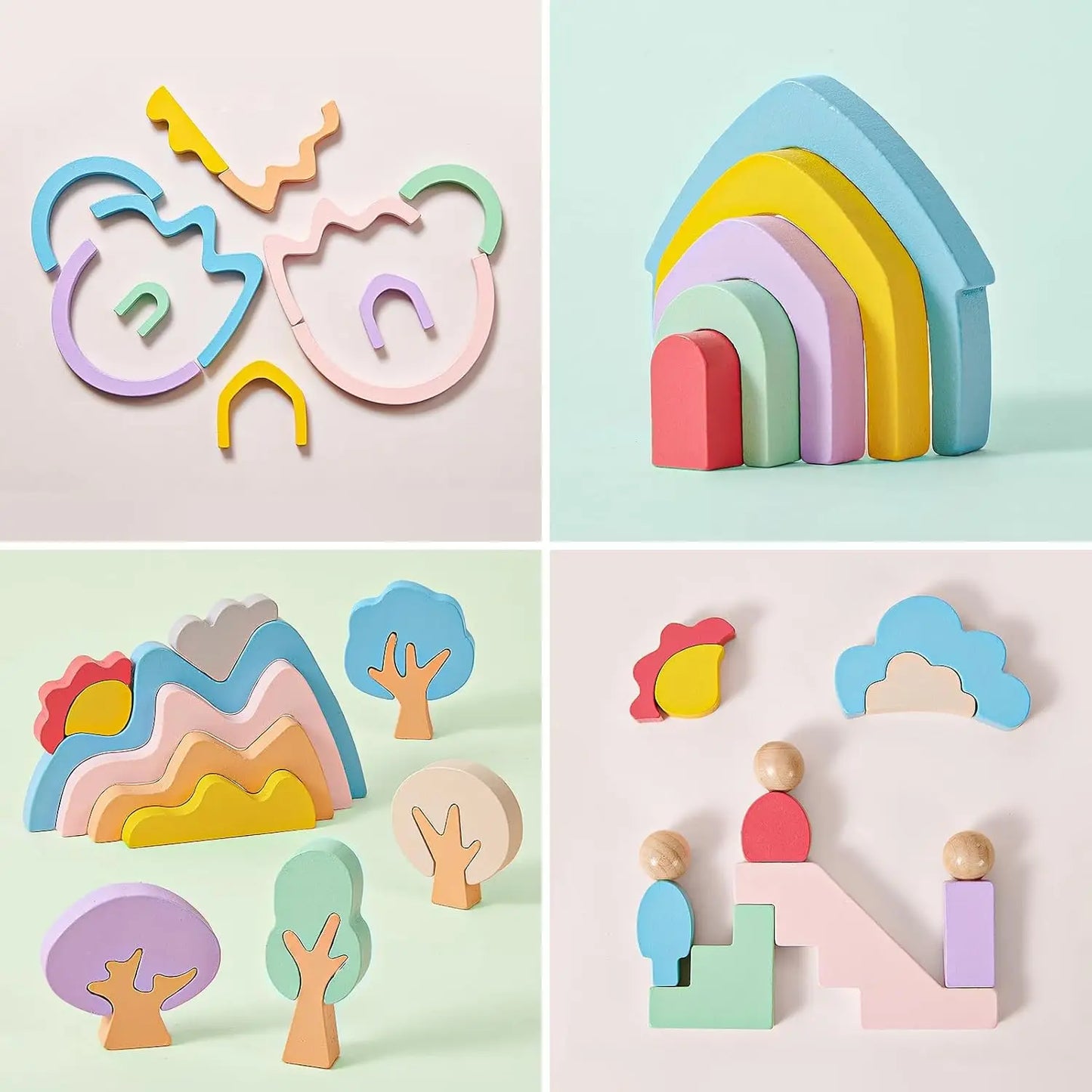 46-Piece Wooden Building Blocks