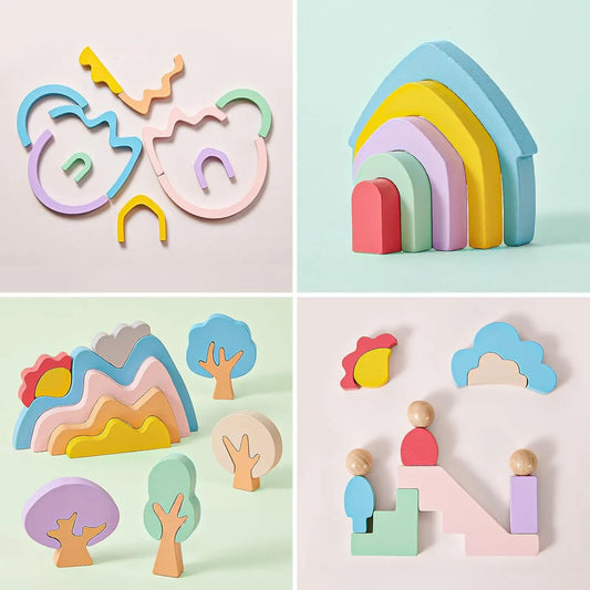 46-Piece Wooden Building Blocks