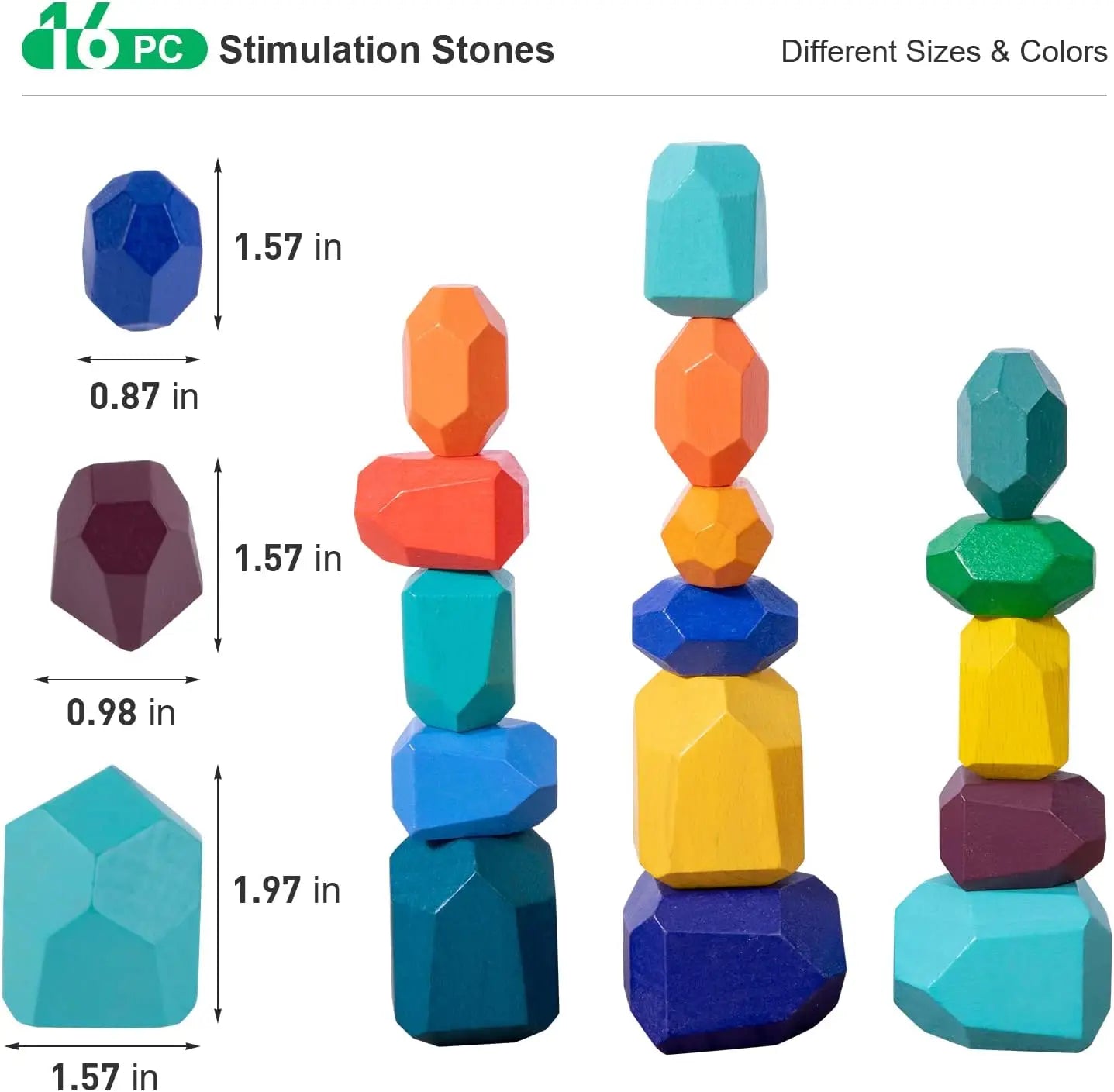 Wooden Rainbow Stacking Stones