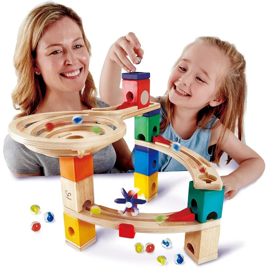 Wooden Blocks with Marble Run Play