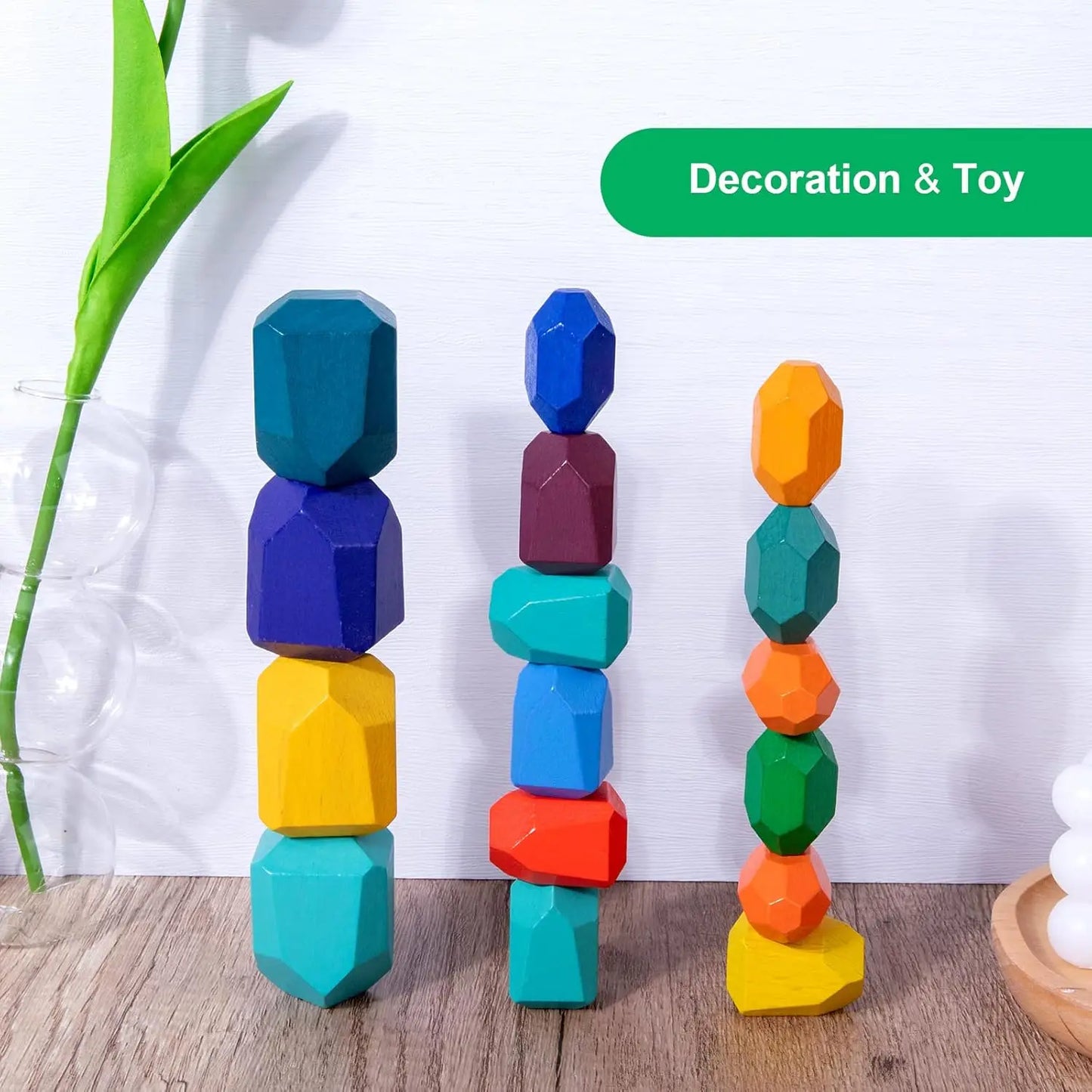 Wooden Rainbow Stacking Stones