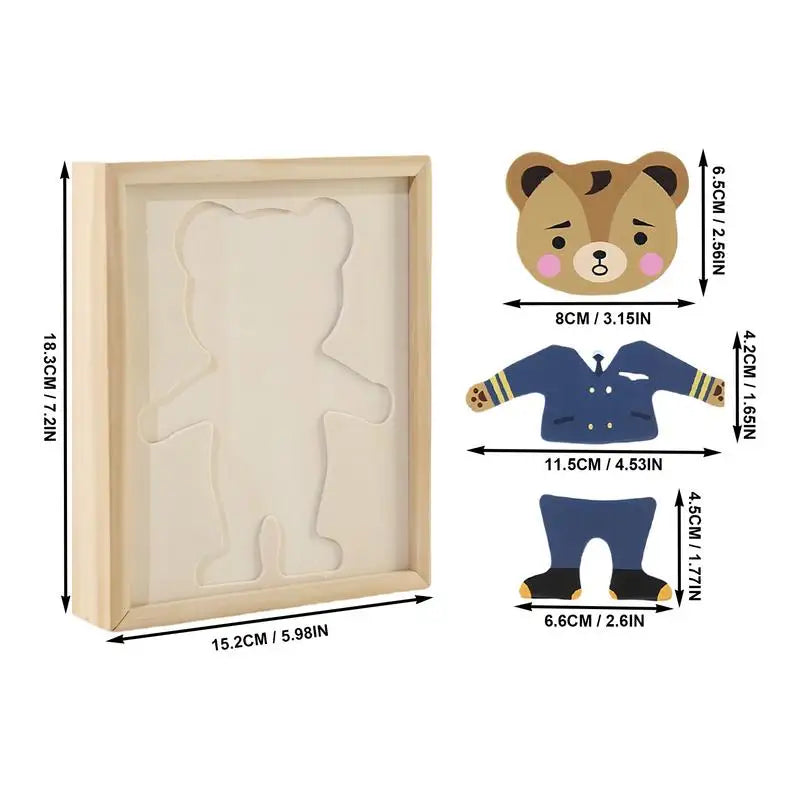 Wooden Bear Family Dress-Up Puzzle