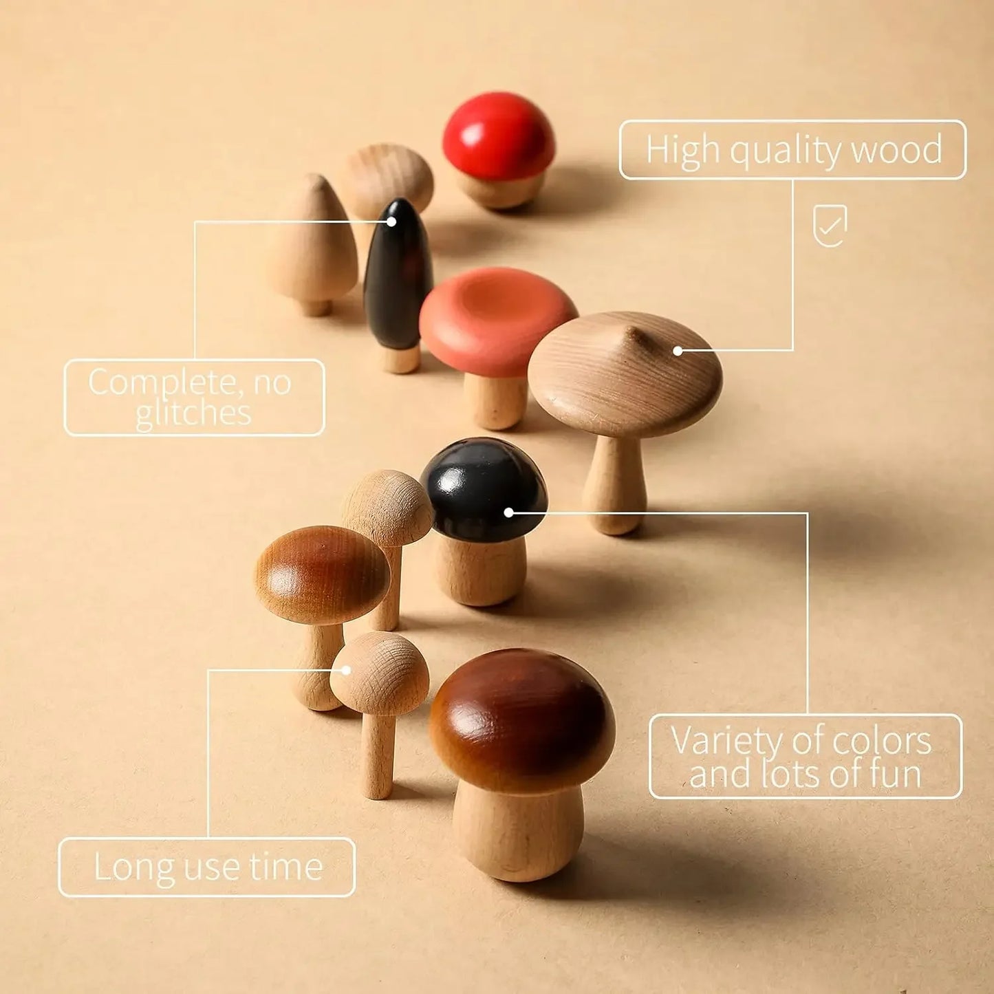 Wooden Mushroom Stacking Blocks