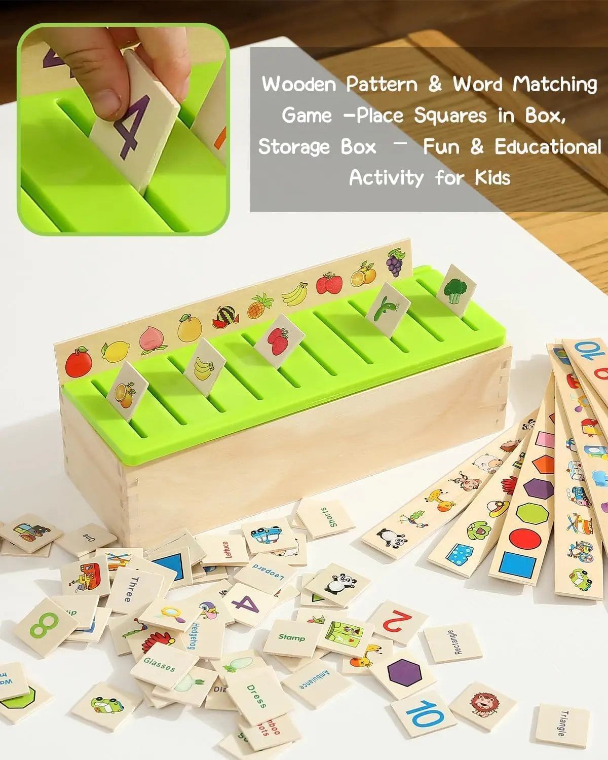 Wooden Pattern & Word Matching Game