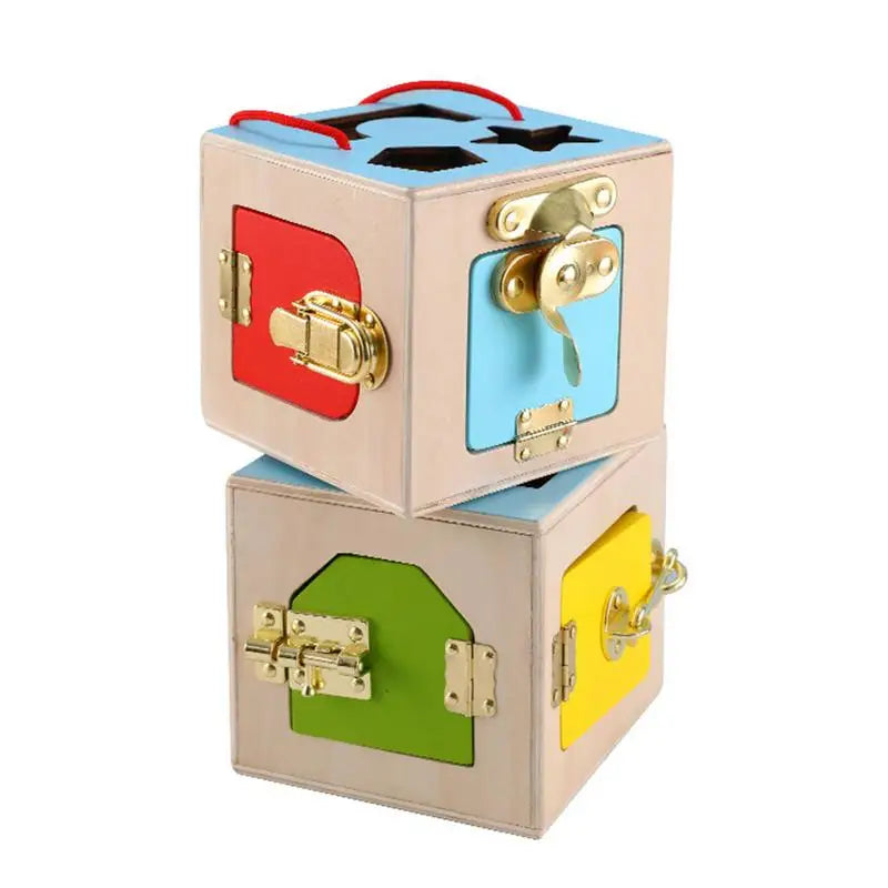 Wooden Geometric Lock Box