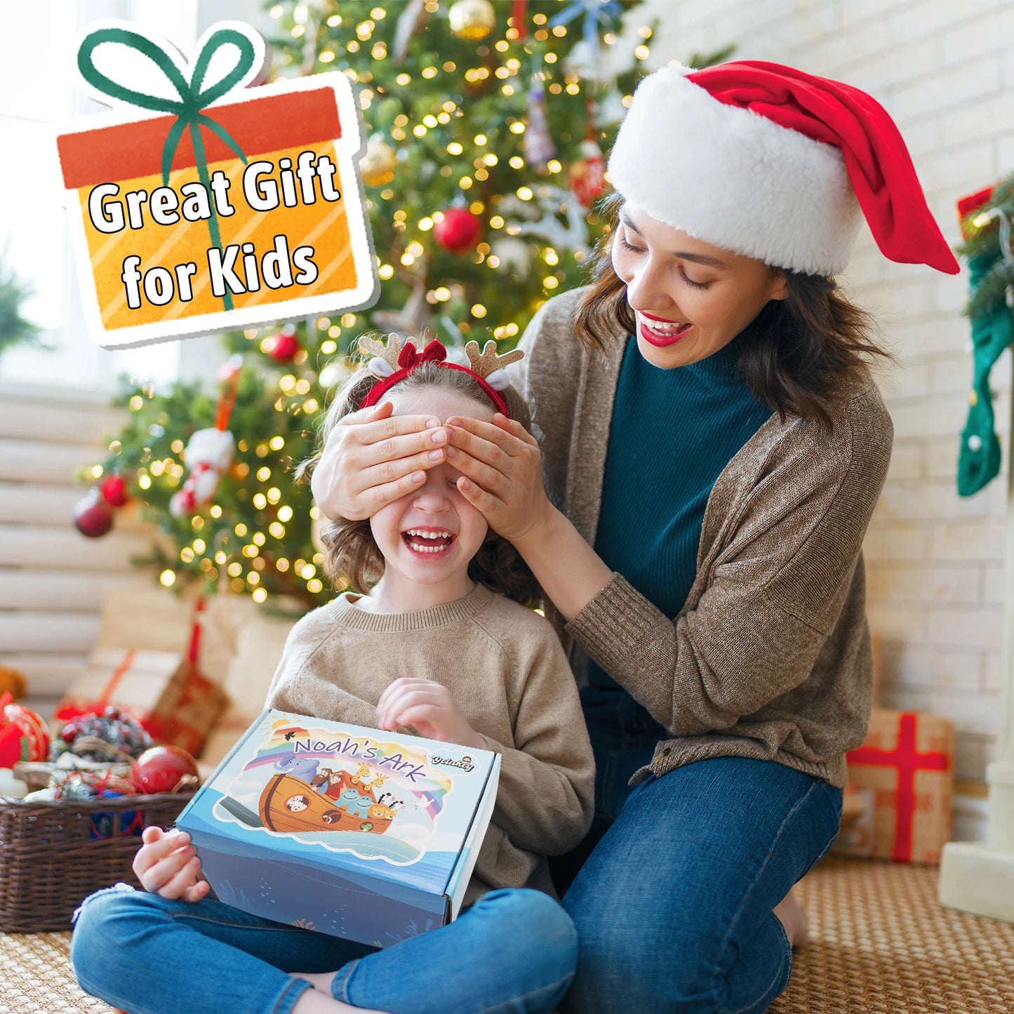 Yelakey 19-Piece Wooden Noah's Ark Set