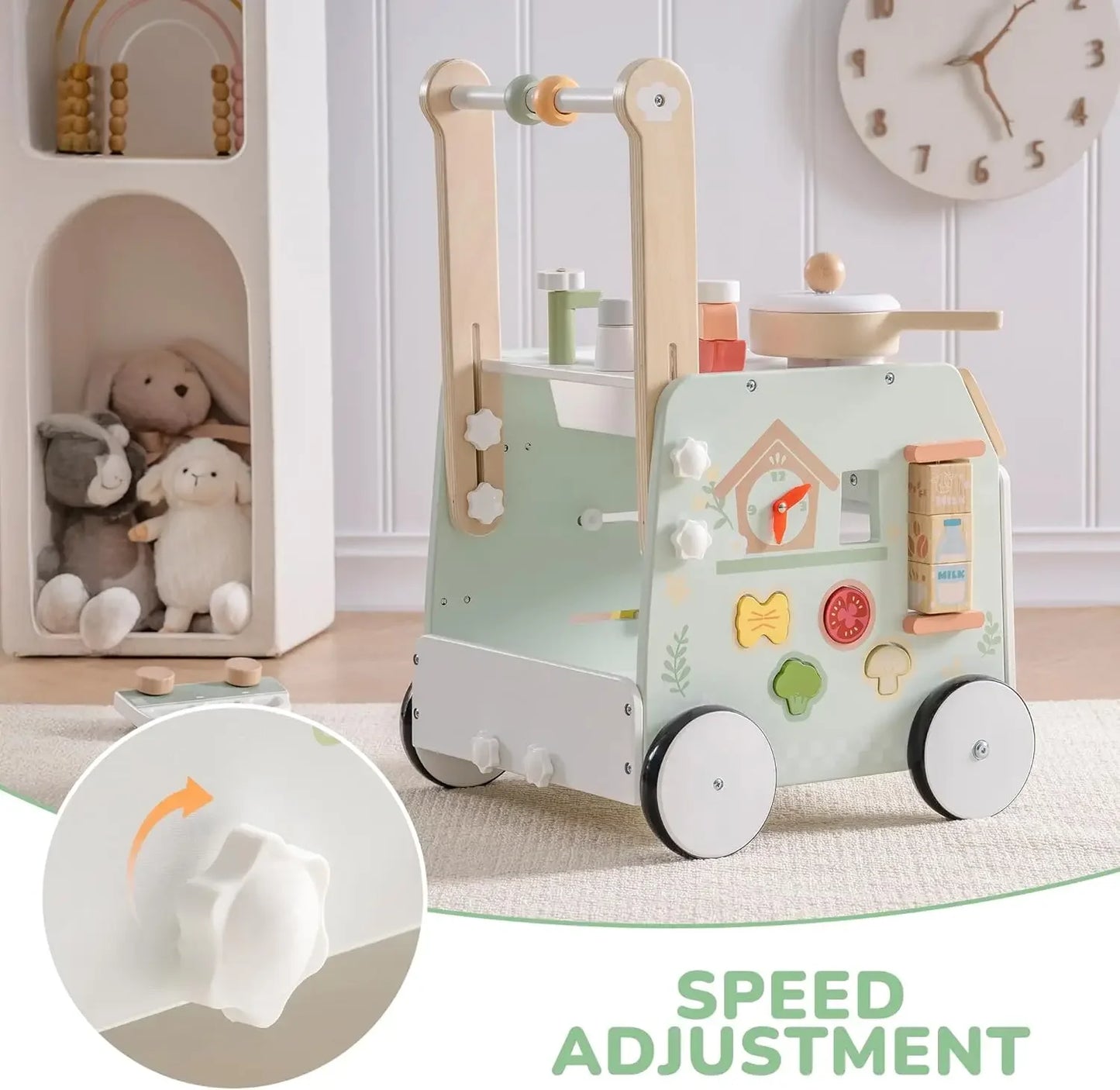 Robud Adjustable Wooden Baby Push Walker