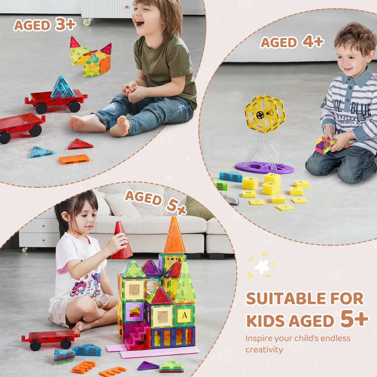 SucceBuy 181-Piece Magnetic Tiles Set