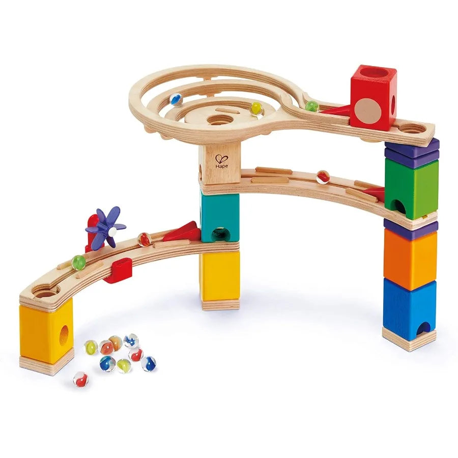 Wooden Blocks with Marble Run Play