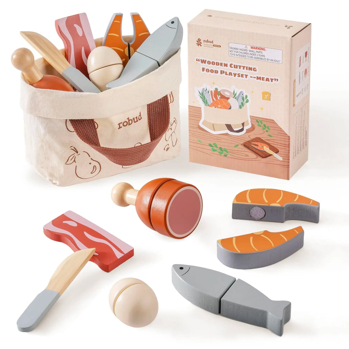 Robotime Wooden Cutting Food Playset
