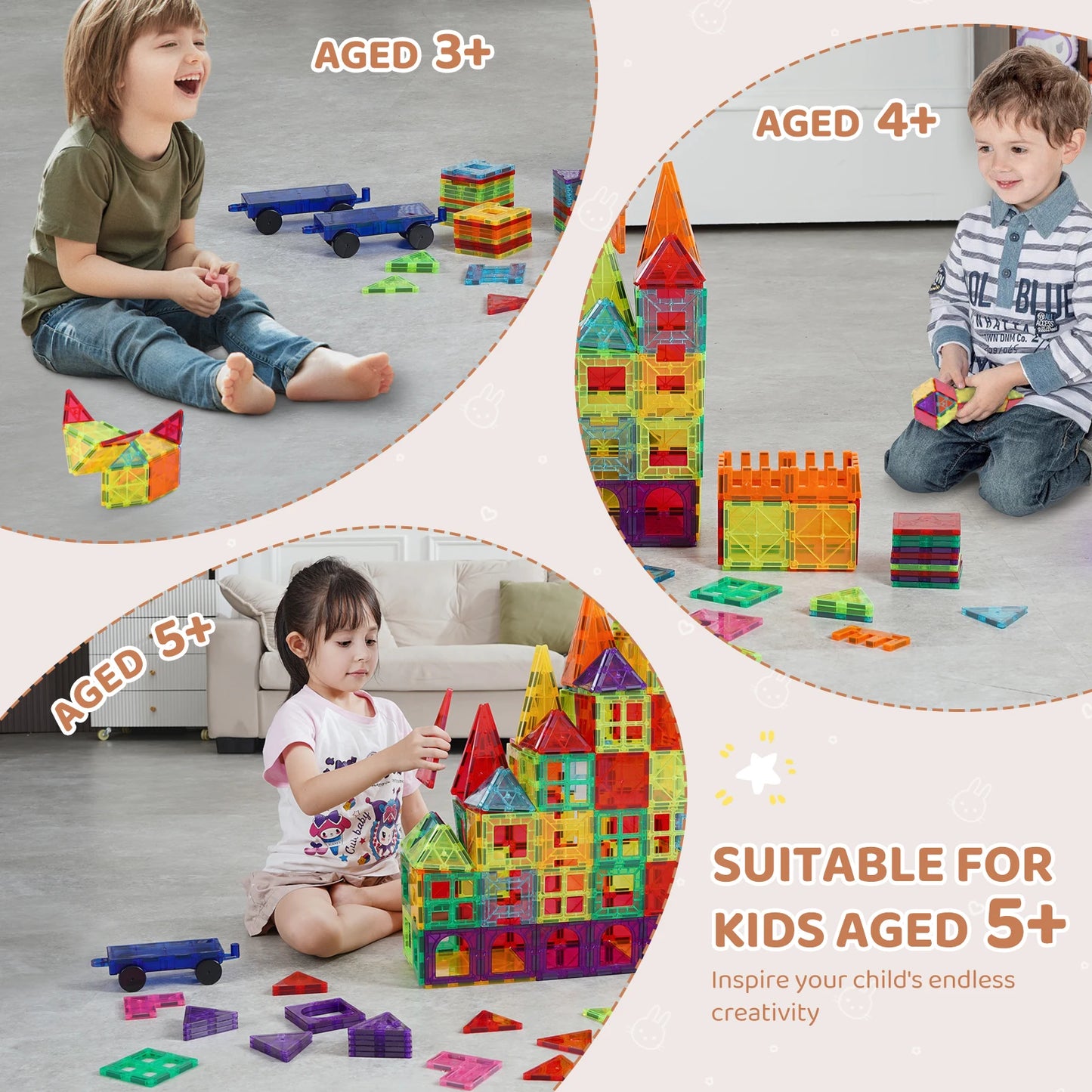 SucceBuy 180-Piece Magnetic Tiles Set