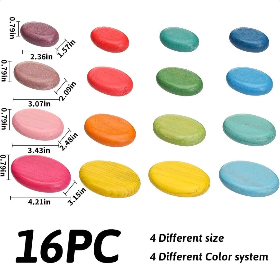 16-Piece Large Wooden Stacking Rocks