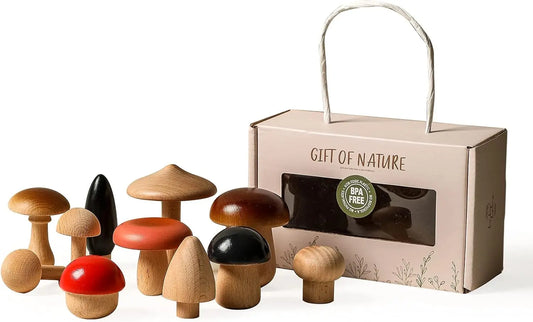 Wooden Mushroom Stacking Blocks