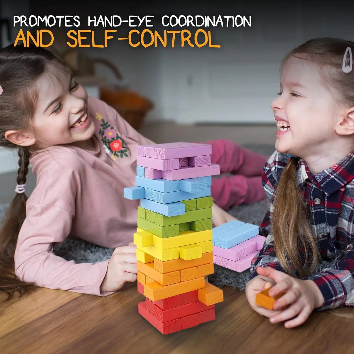 49-Piece Wooden Stacking Blocks