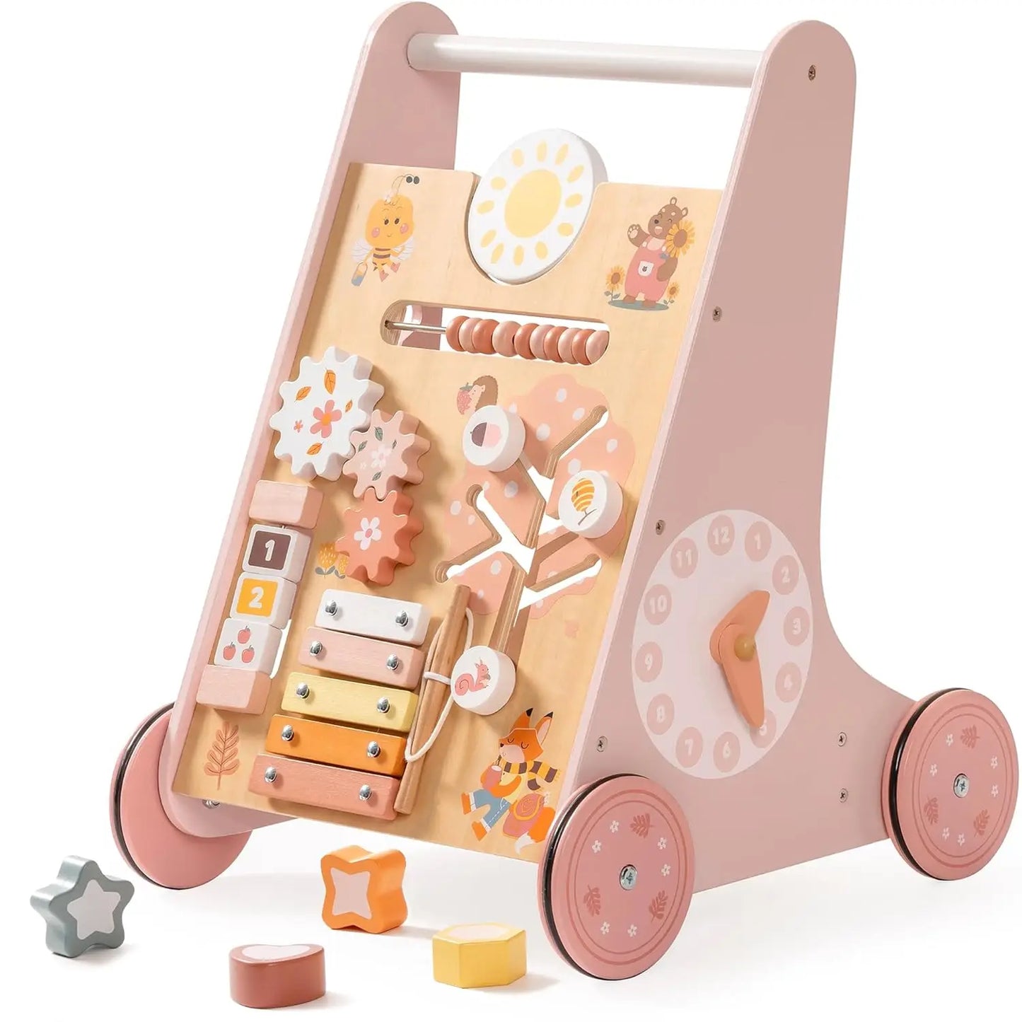 Robud Wooden Baby Push Walker Pink