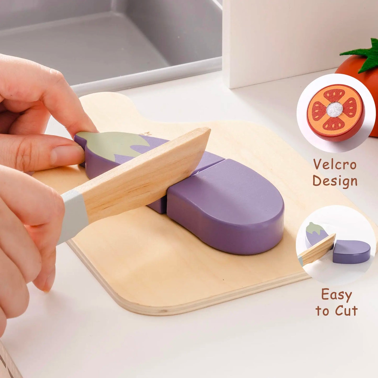 Robotime Wooden Cutting Food Playset