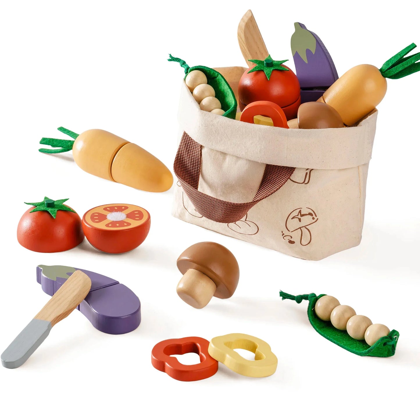 Robotime Wooden Cutting Food Playset