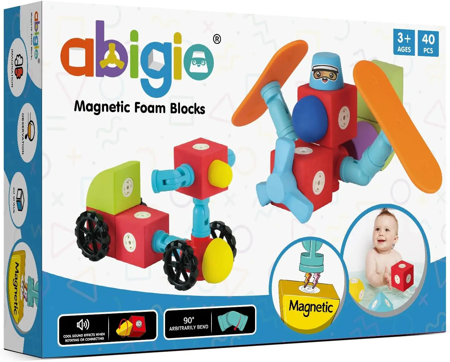 Abigio 40-Piece Magnetic Foam Blocks