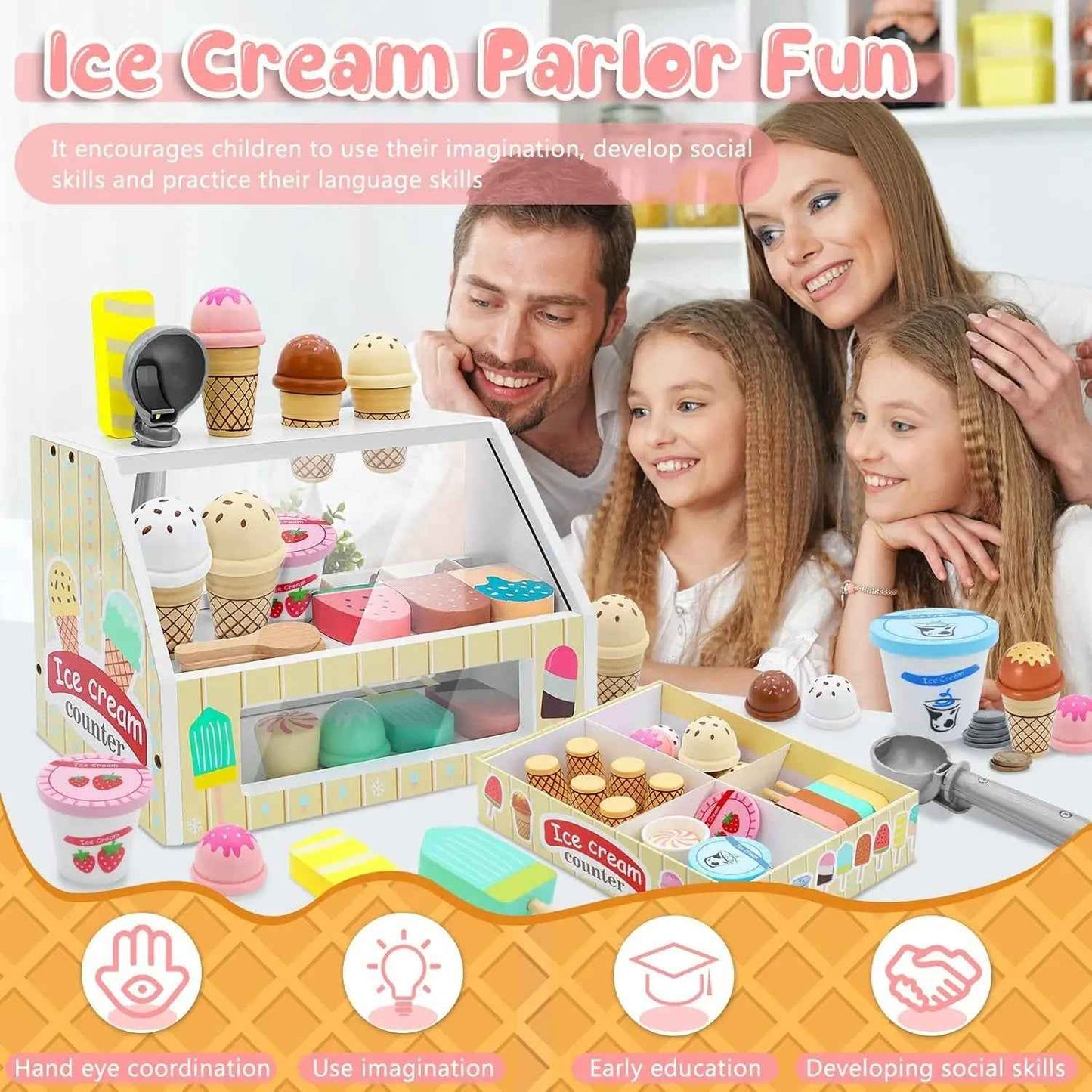 🍦 Ice Cream Counter Playset for Kids - JOYFULBLOCKS