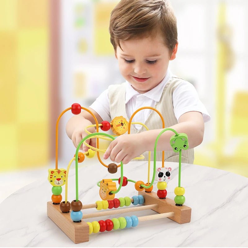 🎢 Montessori Wooden Roller Coaster & Abacus Toy - JOYFULBLOCKS