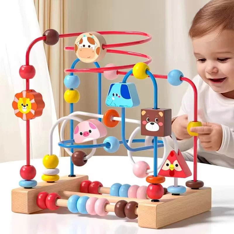 🎢 Montessori Wooden Roller Coaster & Abacus Toy - JOYFULBLOCKS