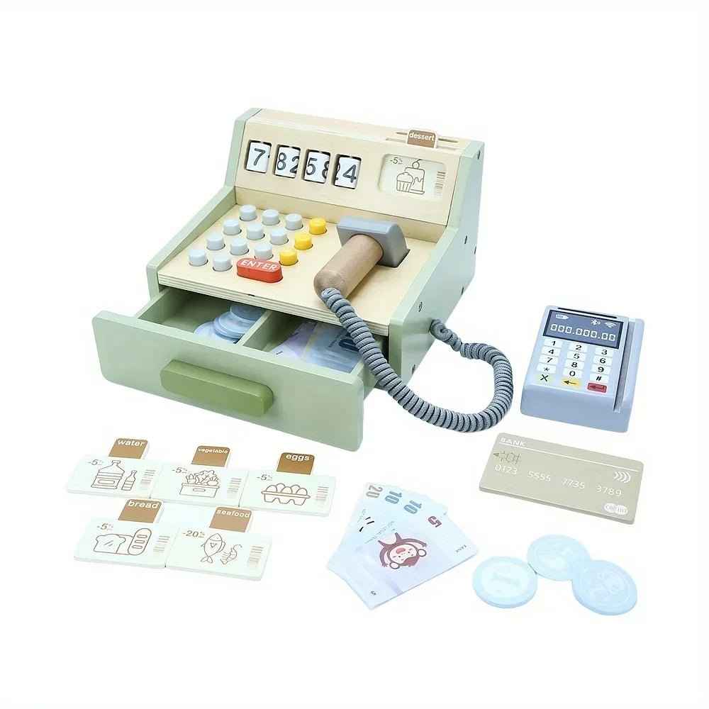💰 35-Piece Wooden Cash Register Toy Set - JOYFULBLOCKS