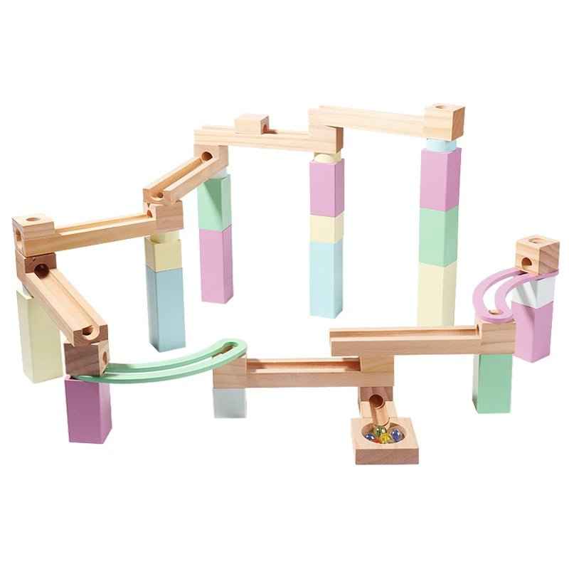 🎢 44-Piece Colorful Wooden Pinball Track Toy - JOYFULBLOCKS