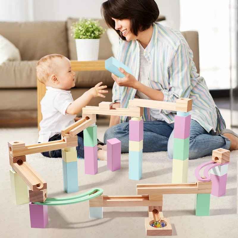 🎢 44-Piece Colorful Wooden Pinball Track Toy - JOYFULBLOCKS