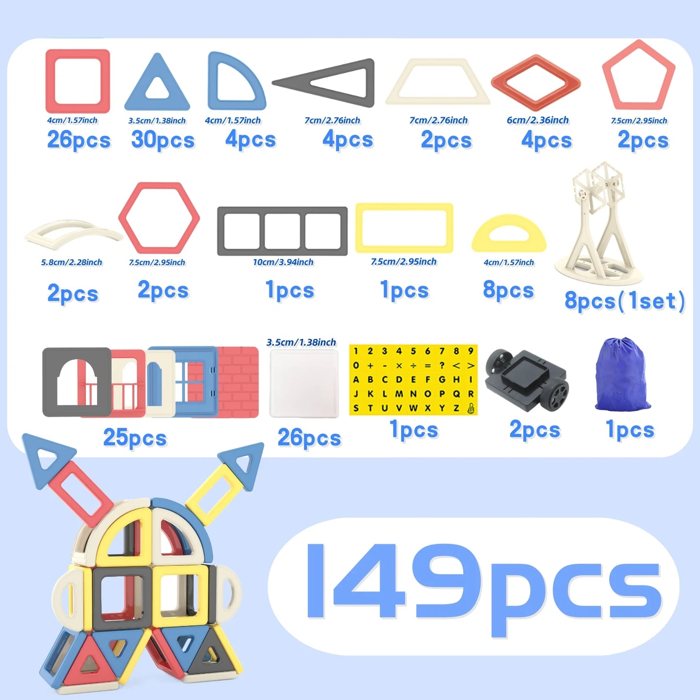 149-Piece Magnetic Tiles Set