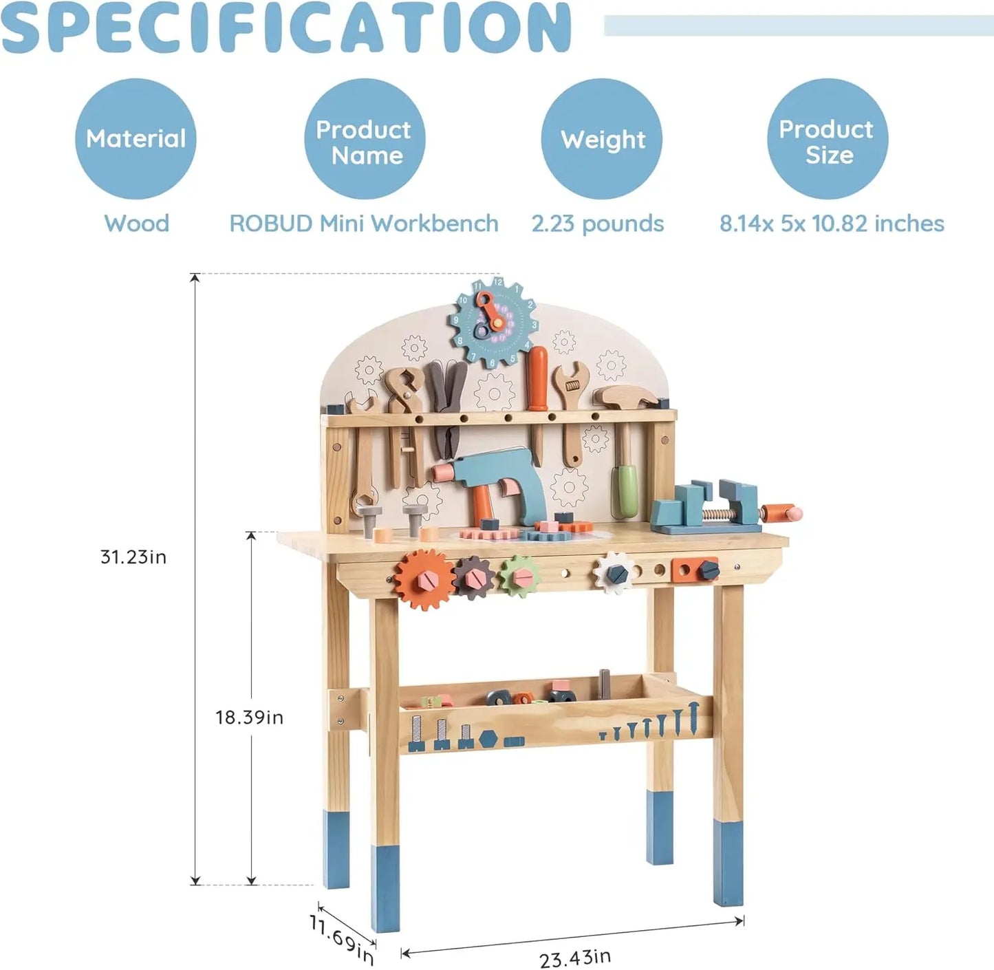 Robotime Kids Large Wooden Tool Bench