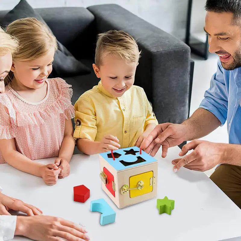 Wooden Geometric Lock Box