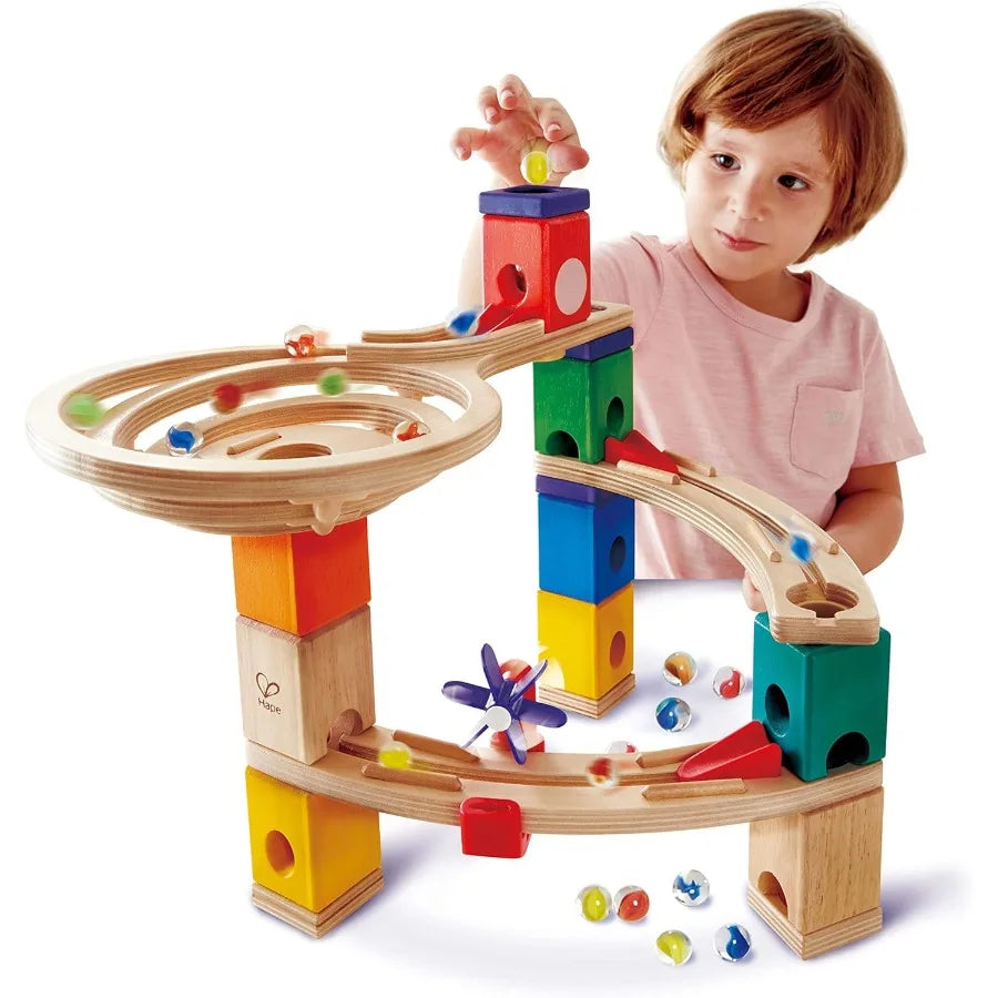 Wooden Blocks with Marble Run Play