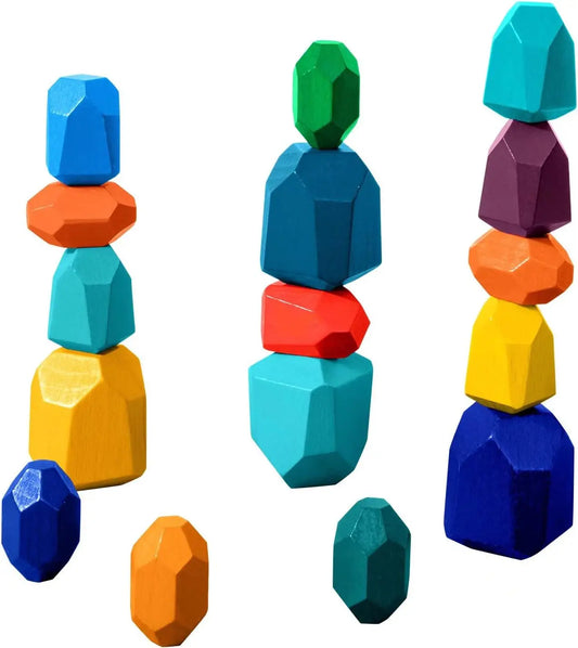 Wooden Rainbow Stacking Stones