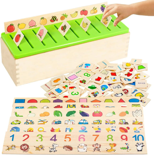 Wooden Pattern & Word Matching Game
