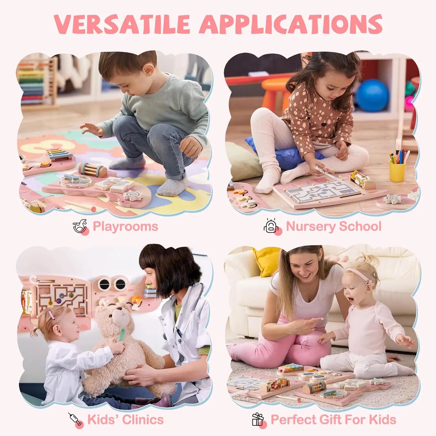 Girls Wooden Wall Mounted Busy Board