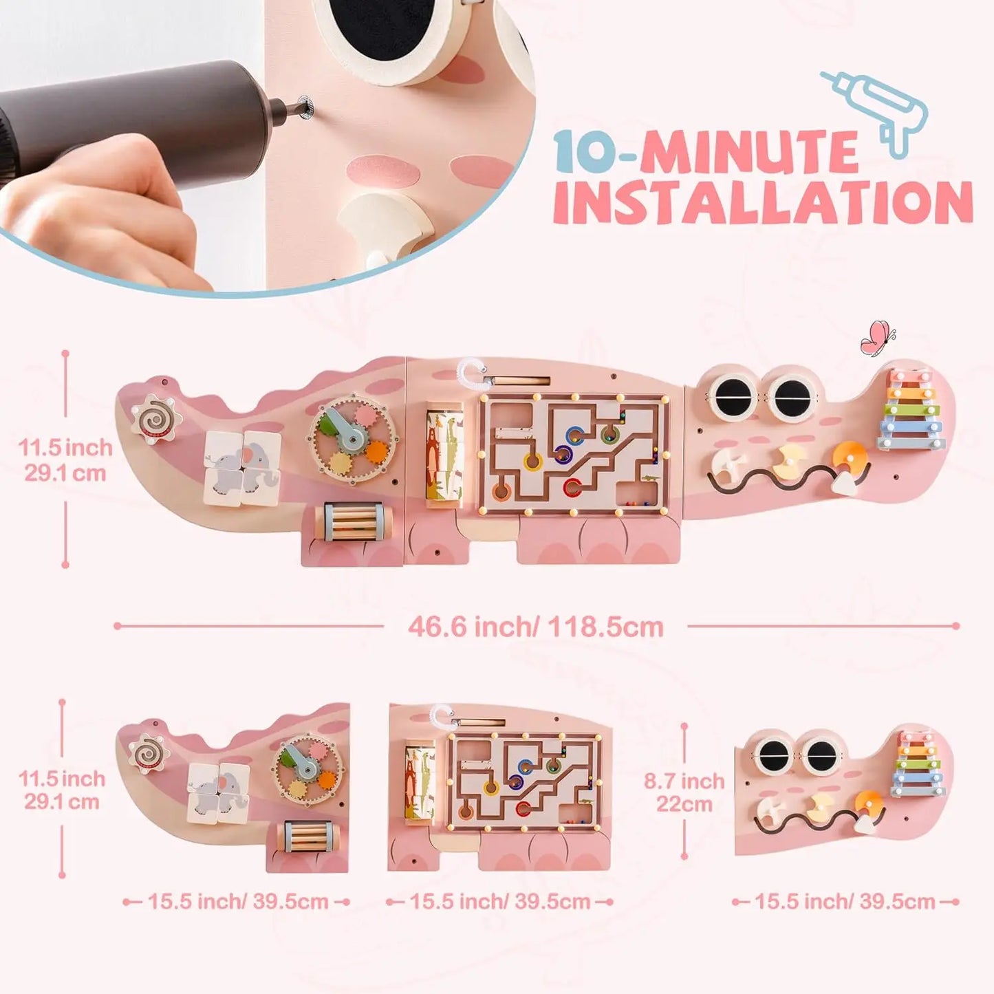 Girls Wooden Wall Mounted Busy Board