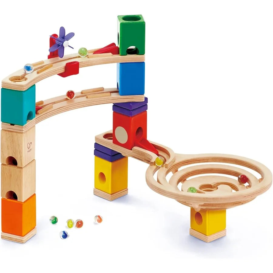 Wooden Blocks with Marble Run Play