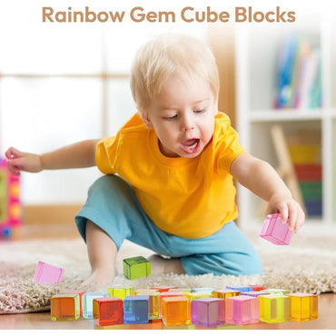 36-Piece Rainbow Wooden Building Blocks Set