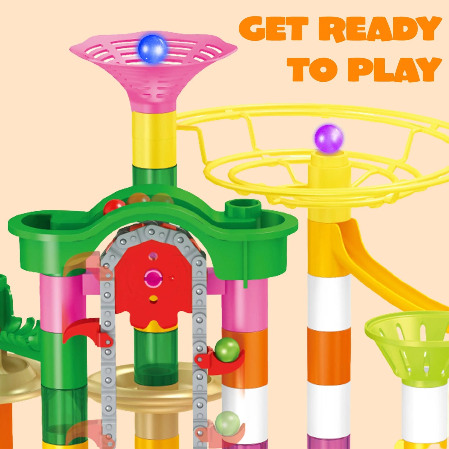 236-Piece Glowing Marble Run with Motorized Elevator