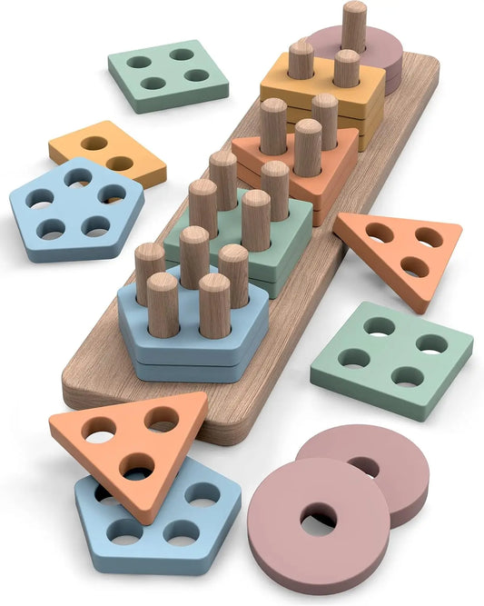 Montessori Wooden Sorting and Stacking Toy