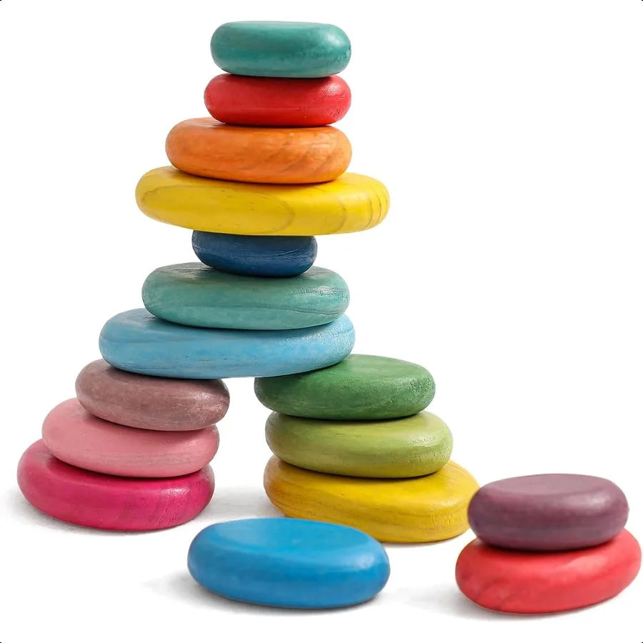 16-Piece Large Wooden Stacking Rocks