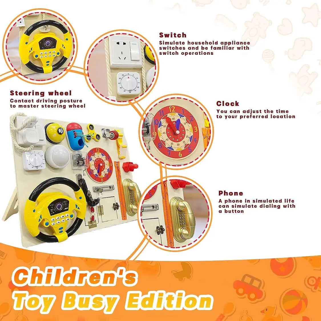 22-in-1 Montessori Wooden Busy Board for Toddlers