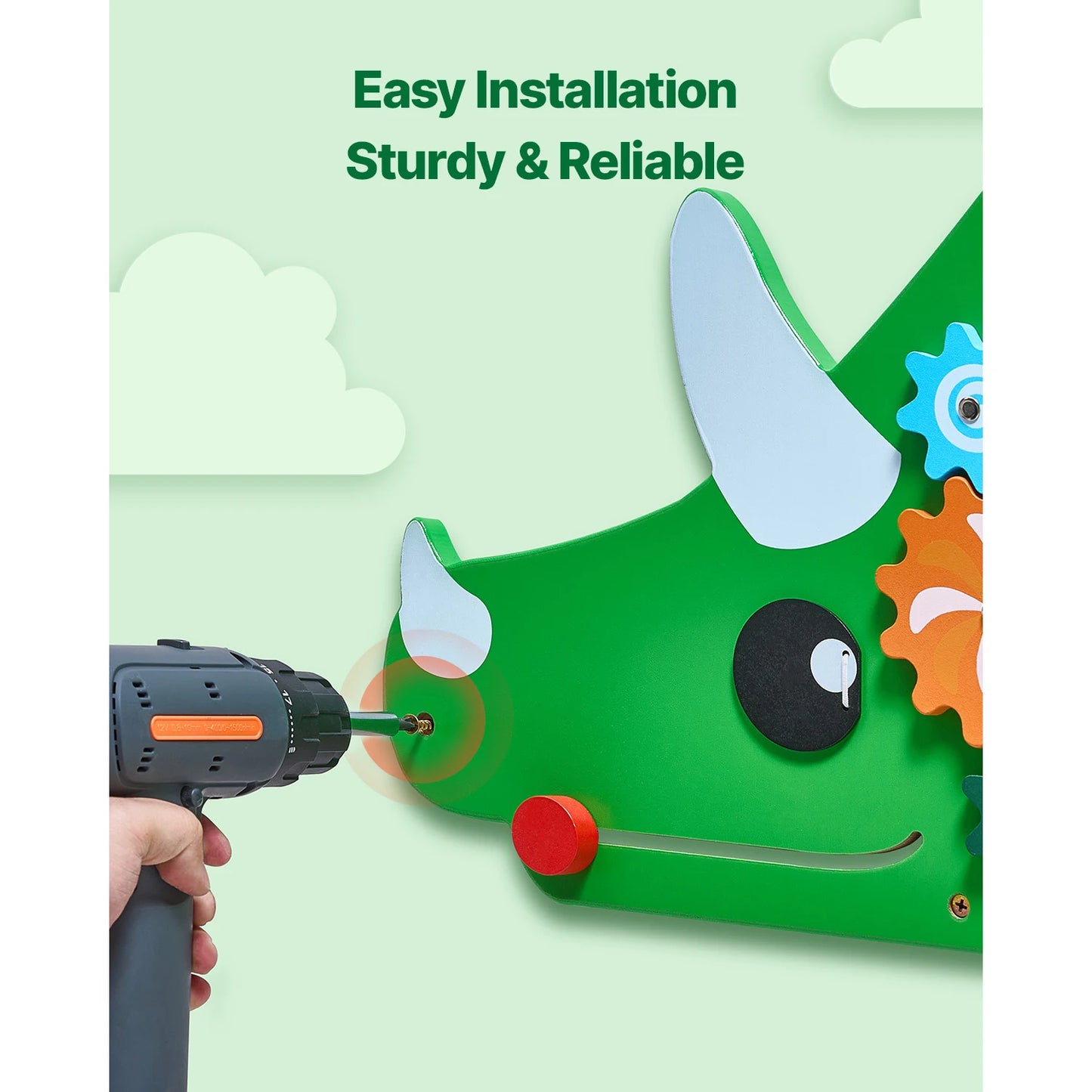 Wooden Wall Mounted Busy Board-Dinosaur