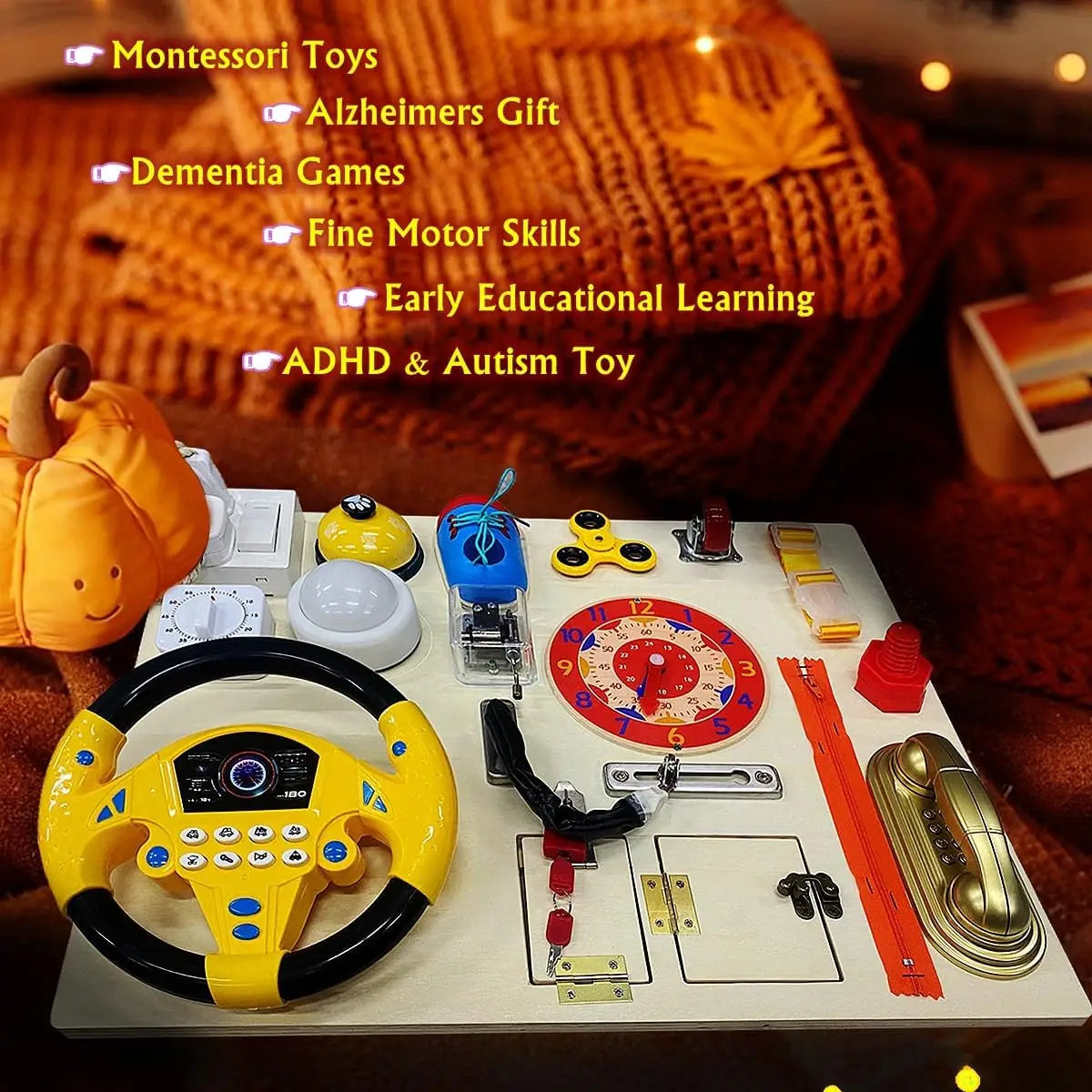 22-in-1 Montessori Wooden Busy Board for Toddlers