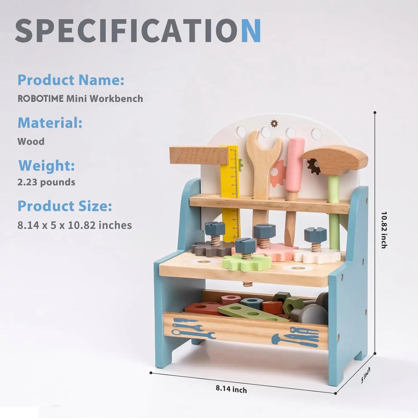 Robotime Kids Mini Wooden Tool Bench Set