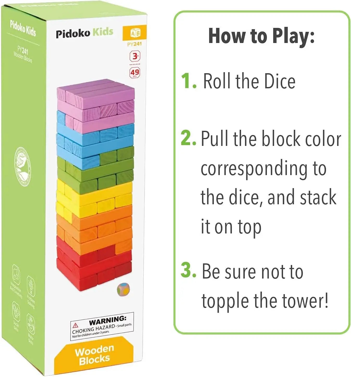 49-Piece Wooden Stacking Blocks