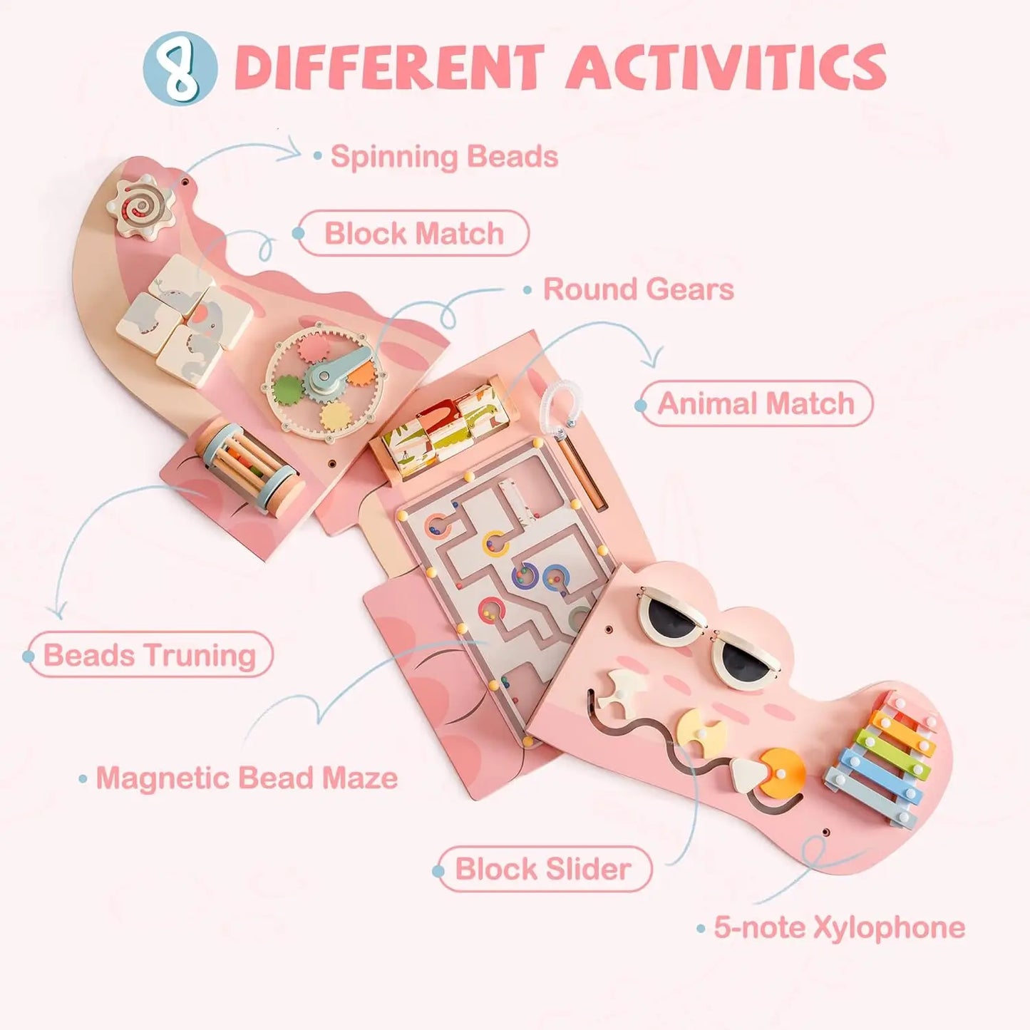 Girls Wooden Wall Mounted Busy Board